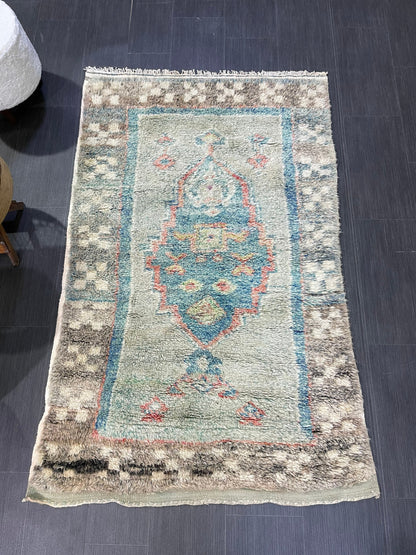 Antique Rug, Vintage Shaggy 3.7 x 5.9 Rug, High Wool Pile Rug,Plush Rug,Handmade Rug,Hand Knotted Rug,One Of A Kind Rug, Nomad Rug, Rear Rug