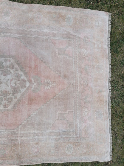 Muted runner rug, oushak turkish runner rug 5'3x10 pastel vintage runner rug, handmade wool runner, hallway runner rug