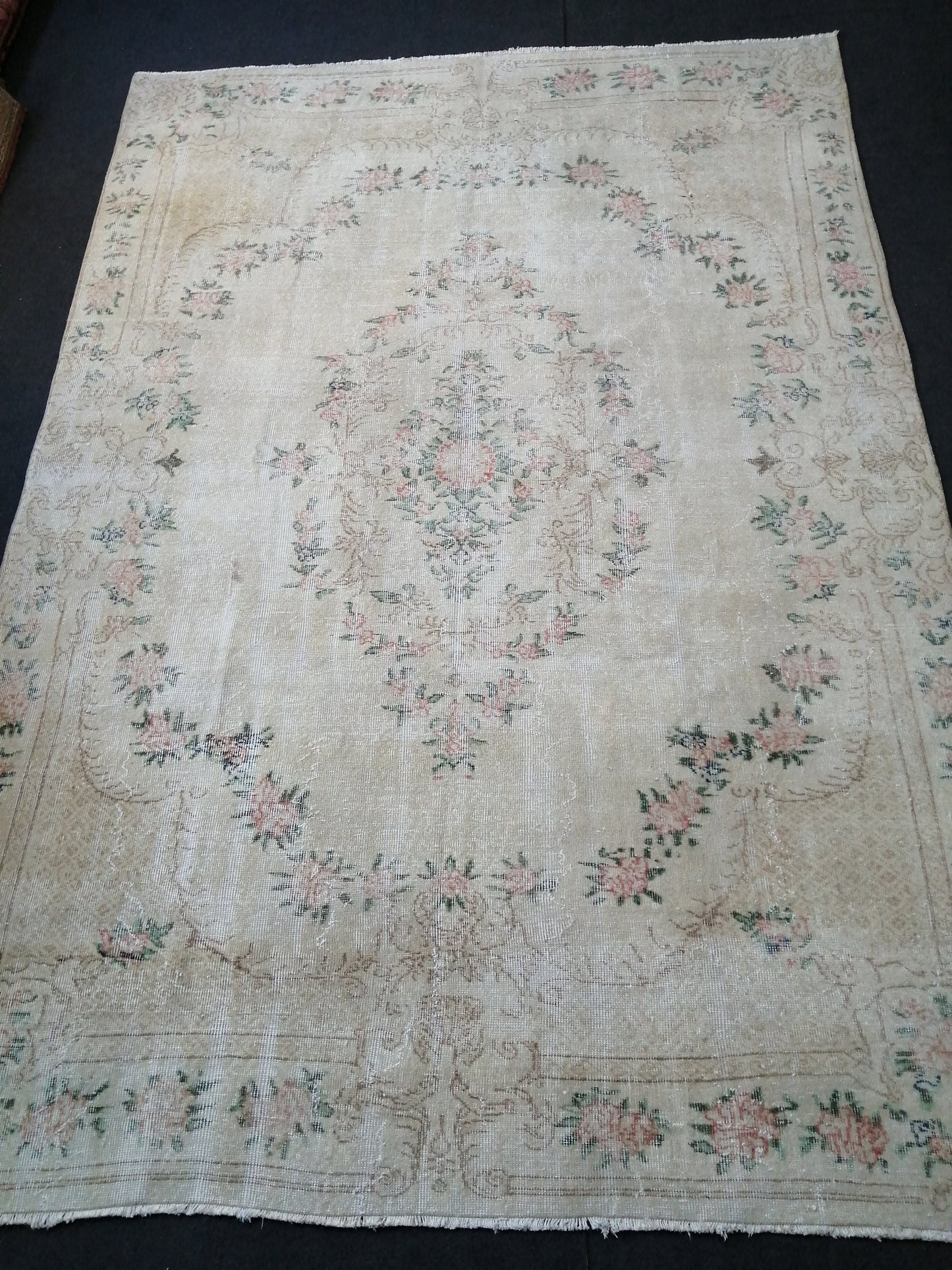 7x10 OUSHAK RUG TURKISH Muted Rug Vintage Distressed Oriental Rug Vintage Persian Rug Wool Floral Rug Hand Made Rug Vintage Turkish Rug