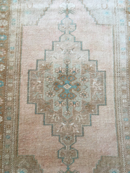 3x5 feet handmade muted turkish wool rug, vintage oushak bedroom rug, kitchen floor large rug, living room middle area rug,bohem natural rug