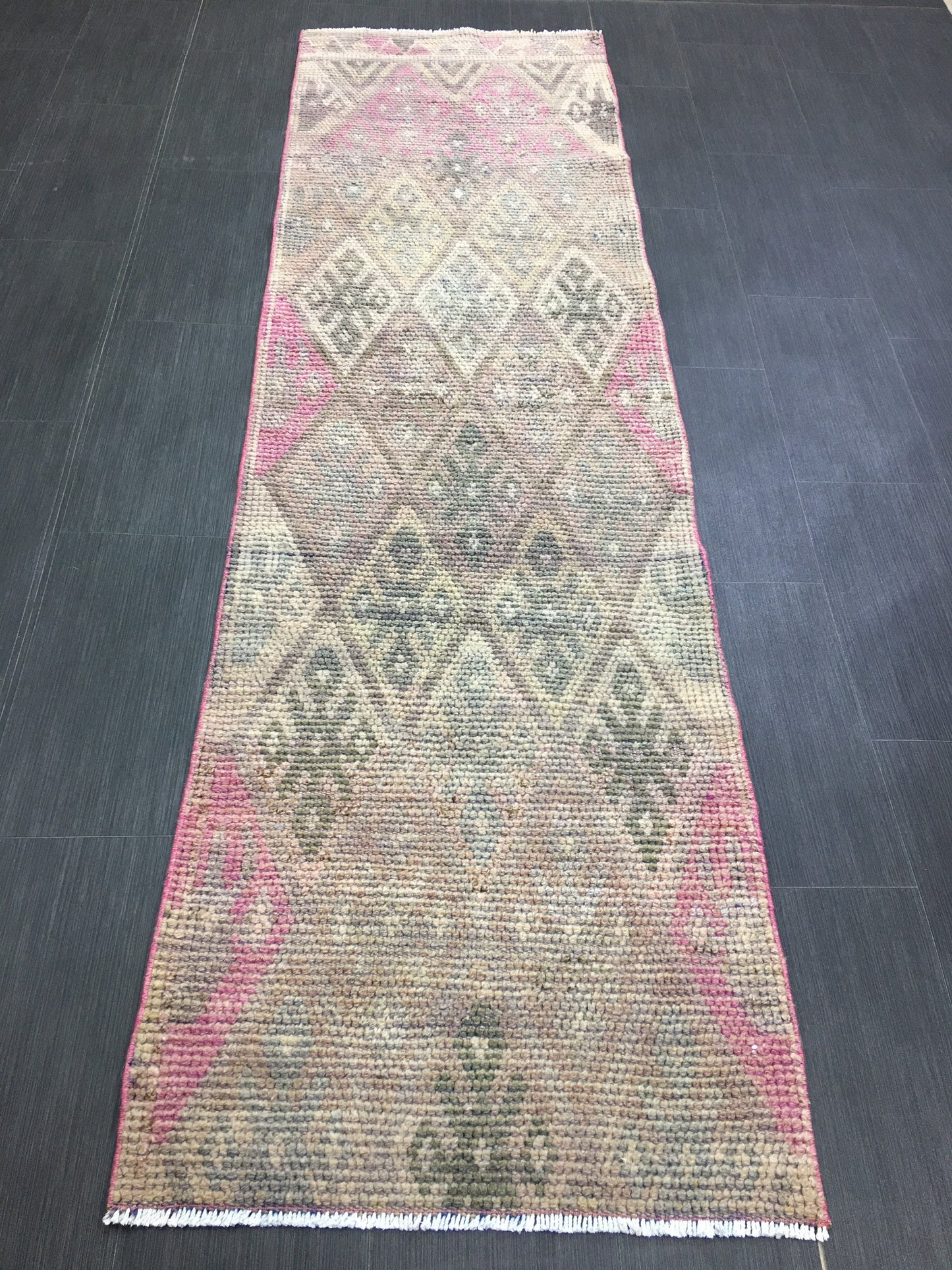 Handmade Runner Rug 2.4 x 8.5 Turkish Runner Rug Vintage Runner Rug Hallway Runner Rug Kitchen Runner Rug Wool Runner Rug Wool Oushak Rug