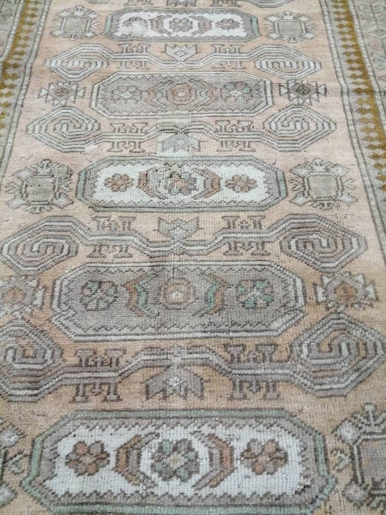 WOOL RUGS, 3.3 x 5.9 Vintage Turkish Oushak  Rug, Hand woven Rug, Persian Living Room Rug, Oriental Rug, Farmhouse Rug,Knotted Rug