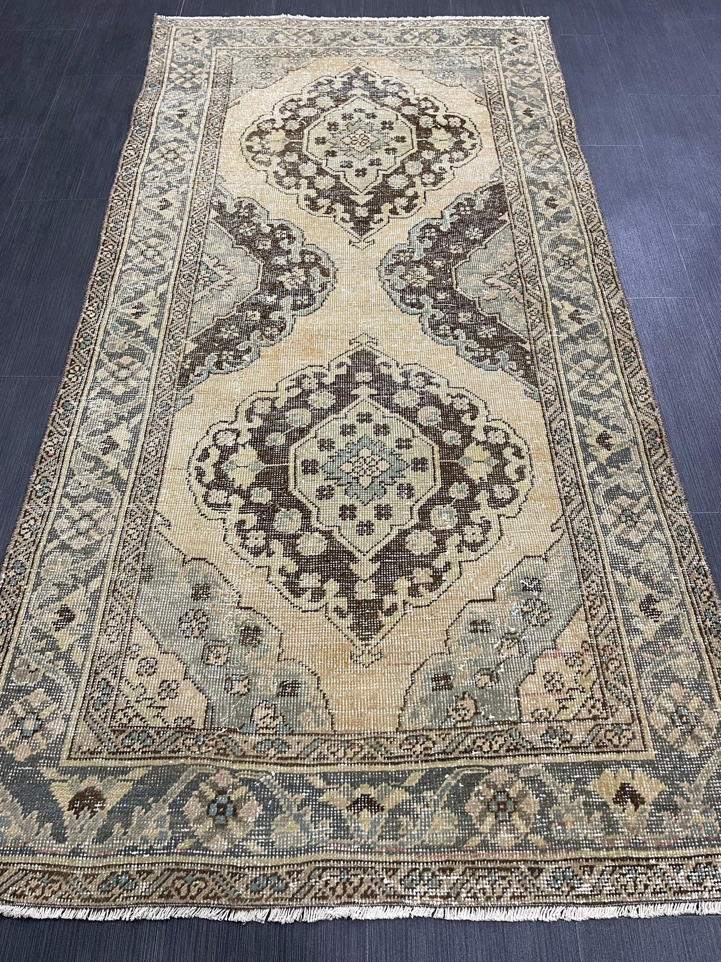 Muted Vintage 3.5 x 7 Rug Handmade Rug, Rustic Rug Hand Knotted Rug, Rug Runner, Turkish Rug, Farmhouse Rug, Vintage Rug, Wool rug