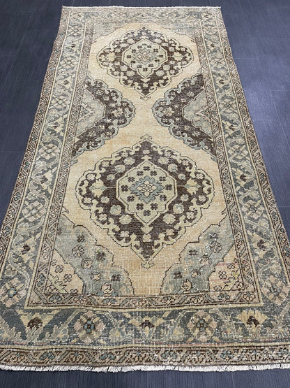 Muted Vintage 3.5 x 7 Rug Handmade Rug, Rustic Rug Hand Knotted Rug, Rug Runner, Turkish Rug, Farmhouse Rug, Vintage Rug, Wool rug