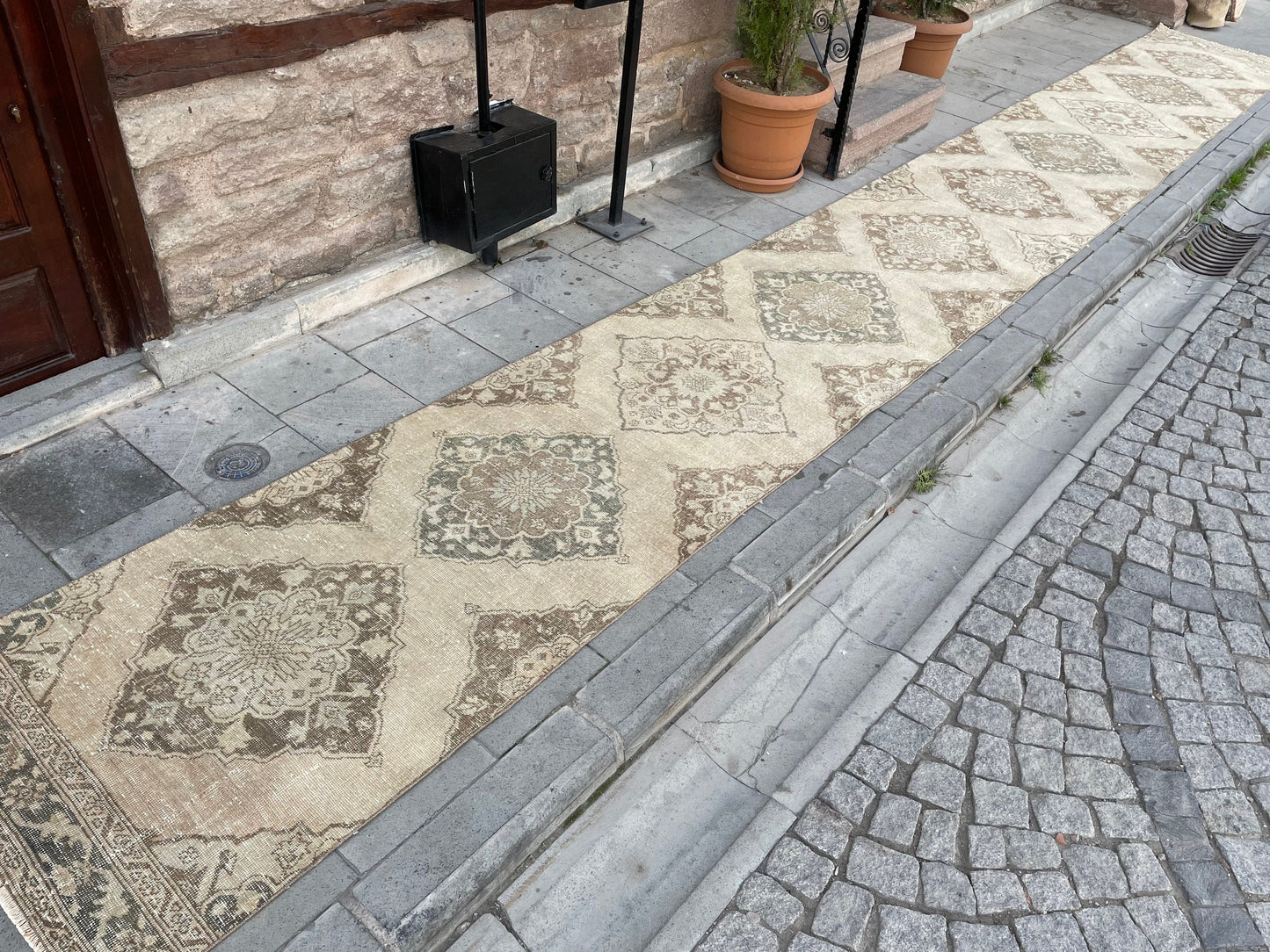 Vintage Stairs Runner Rug 2.8 x 24 Extra Long Wool TURKISH Runner Rug Handmade Runner VINTAGE Runner Hand Knotted Runner Distressed runner