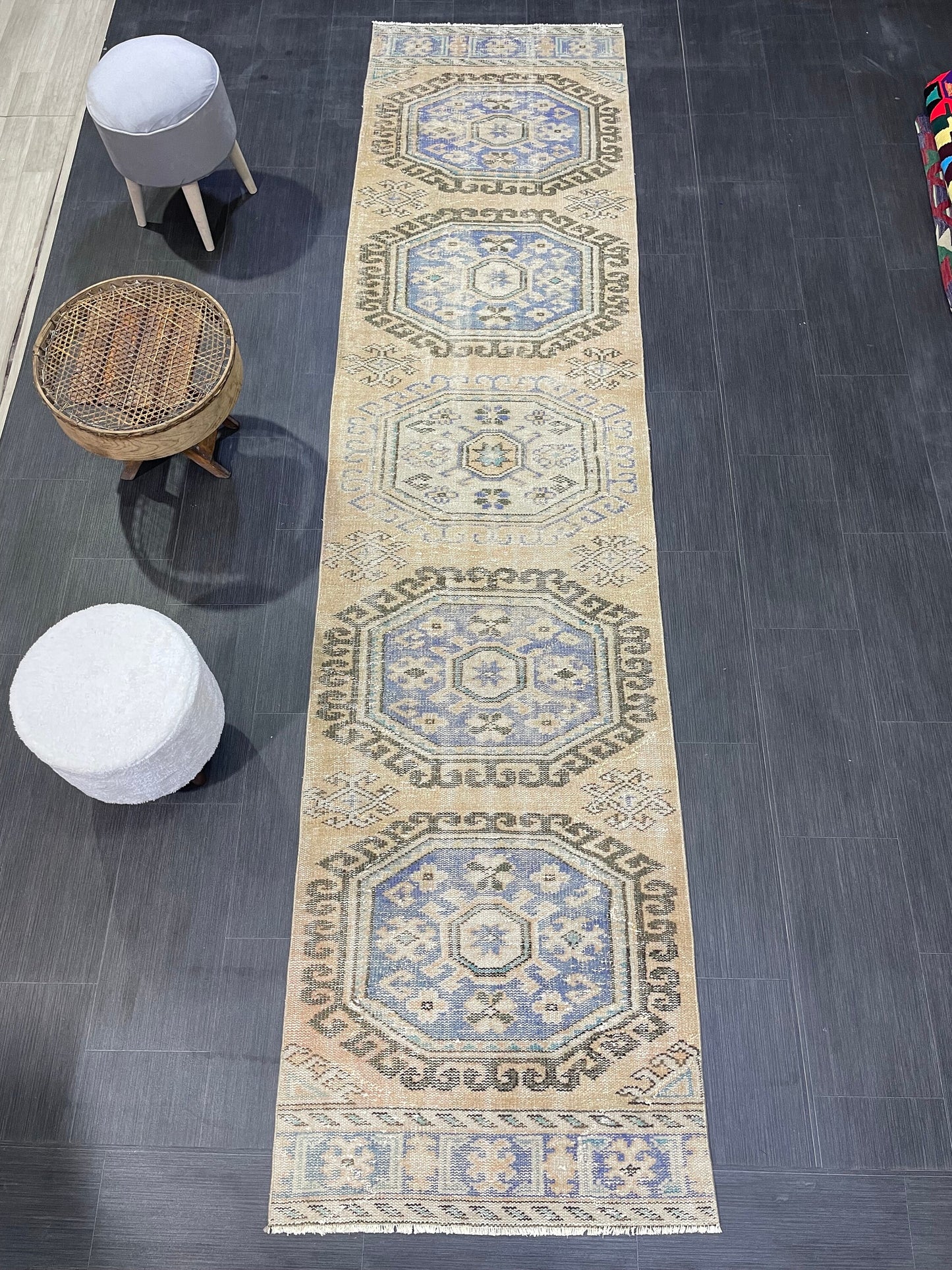 Distressed Antique Runner Rug 2.9 x 11.4 Turkish Runner Rug Vintage Runner Rug Old Hallway Runner Rug Kitchen Runner Rug Wool Runner Rug