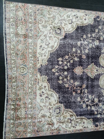 Purple Vintage Runner Rug 10.6.x 5.4  Hallway Runner Rug Kitchen Runner Rug Hand Made Wool Runner Rug Wool Oushak Runner Rug