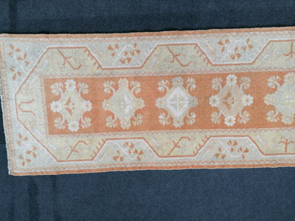 Runner rug, 10'2x2'6, turkish runner rug,  soft vintage runner rug, hallway runner rug, kitchen runner rug, turkish oushak runner rug