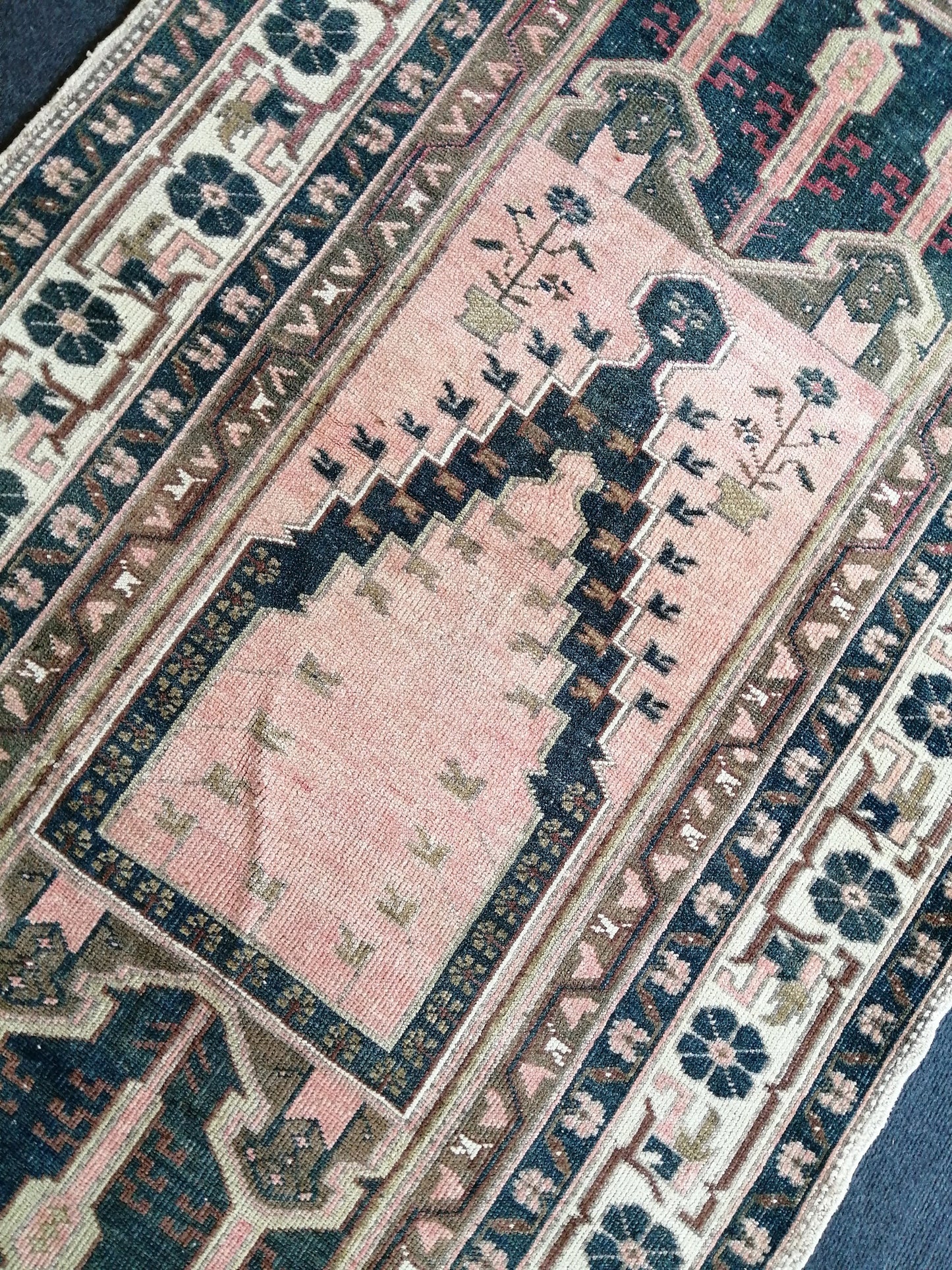 5 x 3.4 OUSHAK RUG TURKISH Oushak Rugs Vintage Oushak Runner Rug Vintage Runner Rug Wool Oushak Rug Hand Made Rugs Vintage Turkish Rug