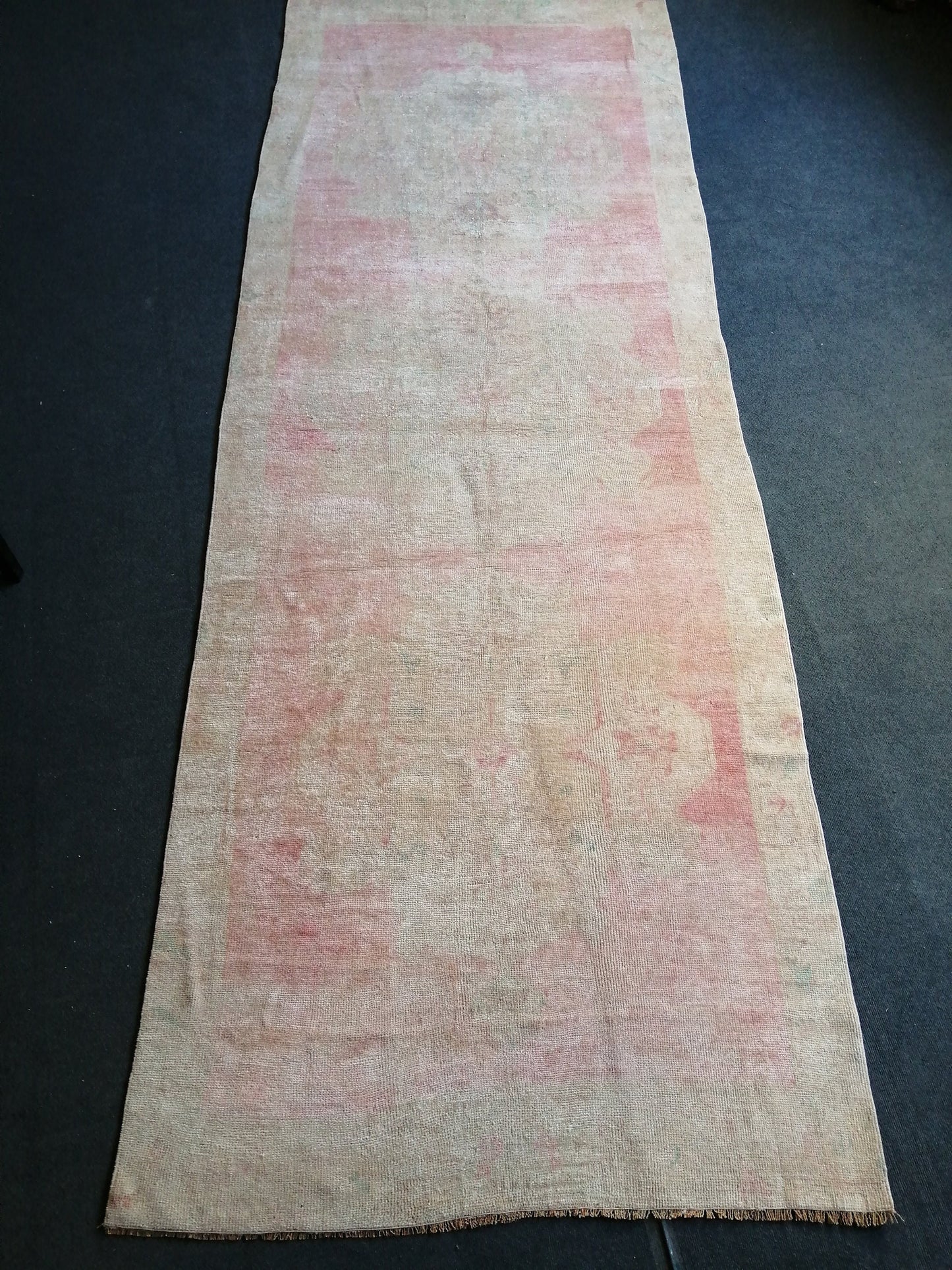 Muted Runner Rug OUSHAK RUG TURKISH 4.3 x 12 Rug Vintage Oushak Runner Rug Vintage Runner Rug Wool Rug Faded Vintage Turkish Rug