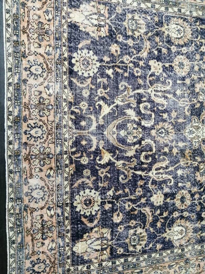 Navy Large OUSHAK RUG 8 x 11.8 TURKISH Oushak Rug Vintage Persian Rug Denim Blue Wool Oriental Rug Hand Made Rug 9x12 Navy Vintage Wool Rug