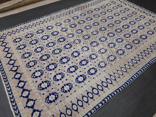 Vintage Turkish Rug, Vintage Navy 6.8 x 10 Rug, Oriental Rugs, Wool Rug, High Pile Vintage Rug, Hand Made Rug Persian Rug 7x10 rug