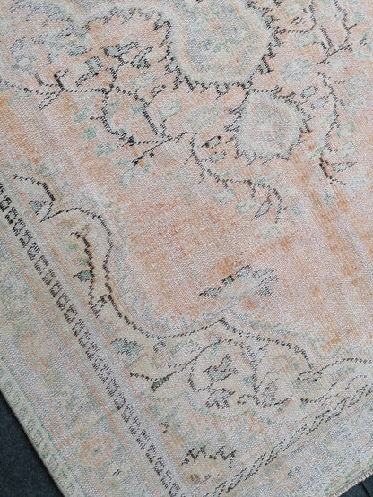 5 x 8.8 muted soft colors rug distressed vintage turkish rug, oushak rug