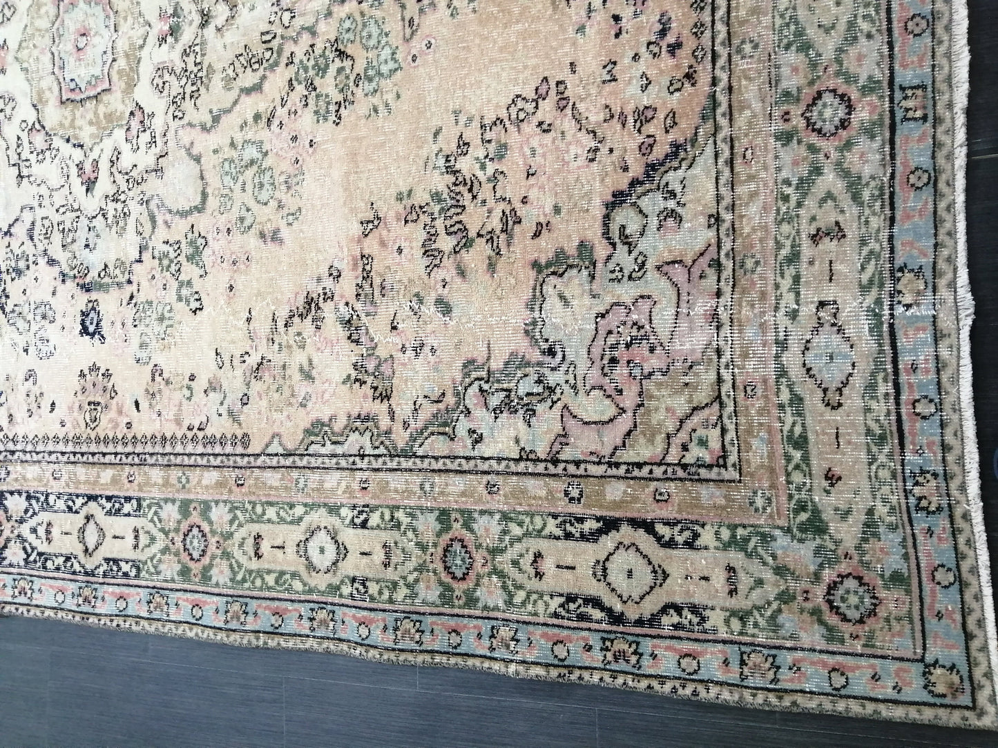 Muted Large OUSHAK RUG 10.3 x 7 TURKISH Oushak Rug Vintage Oushak Runner Rug Vintage Runner Rug 7x10 Cream Oushak Rug Hand Made Rug