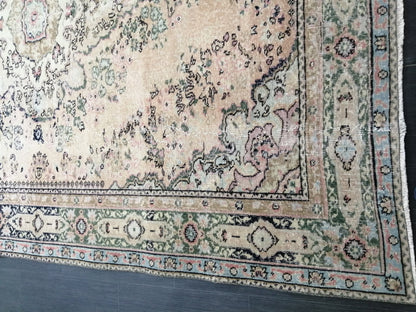 Muted Large OUSHAK RUG 10.3 x 7 TURKISH Oushak Rug Vintage Oushak Runner Rug Vintage Runner Rug 7x10 Cream Oushak Rug Hand Made Rug