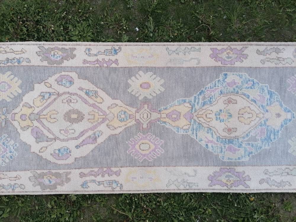 2'11x13'4 oushak wool runner, turkish oushak new production handmade rug, hallway runner rug