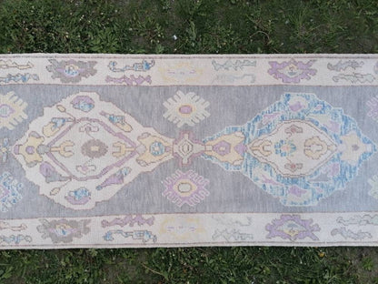 2'11x13'4 oushak wool runner, turkish oushak new production handmade rug, hallway runner rug
