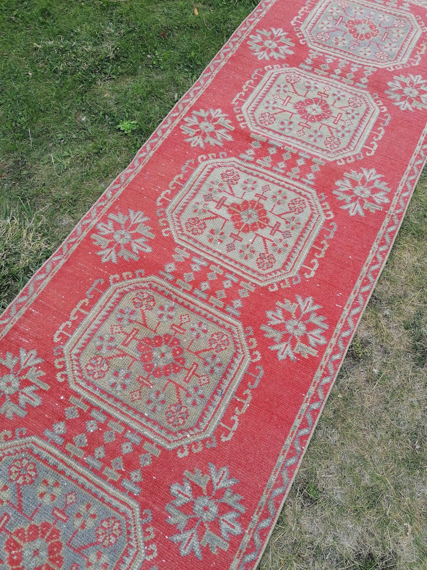 3x10'4 oushak turkish runner rug, vintage runner rug, hallway runner rug,kitchen runner rug hand made wool runner