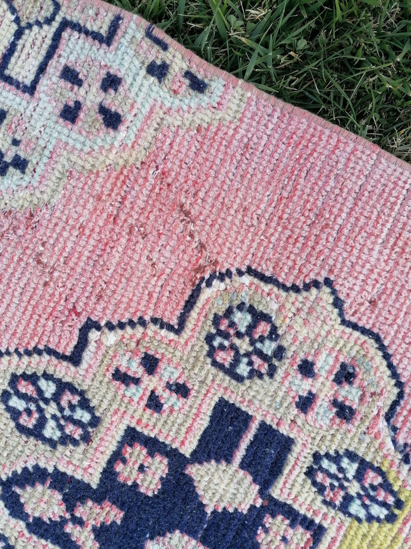 11x2'7 oushak turkish runner rug, vintage turkish runner rug, oushak vintage runner ,vintage rug,kitchen runner rug, vintage anatolian rug