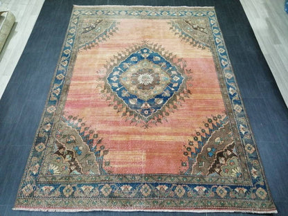 Turkish RUG 6.5 x 8.9 Oushak Rug Vintage Oriental Rug Vintage Persian Rug Wool Hand Knotted Rug Handmade Rugs Vintage Turkish Rug