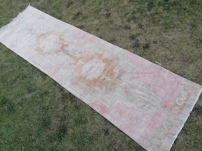 Muted runner rug vintage runner rug turkish runner 9.3 x 2.8 muted  wool runner rug vintage oriental runner art runner rug