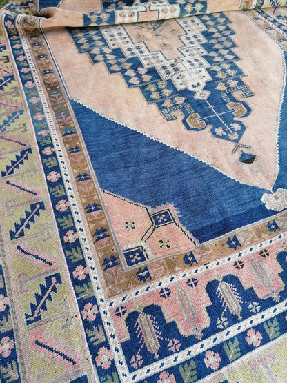 Turkish rug, bohemian rug, vintage rug, turkish oushak rug 10'7x5'9 ft