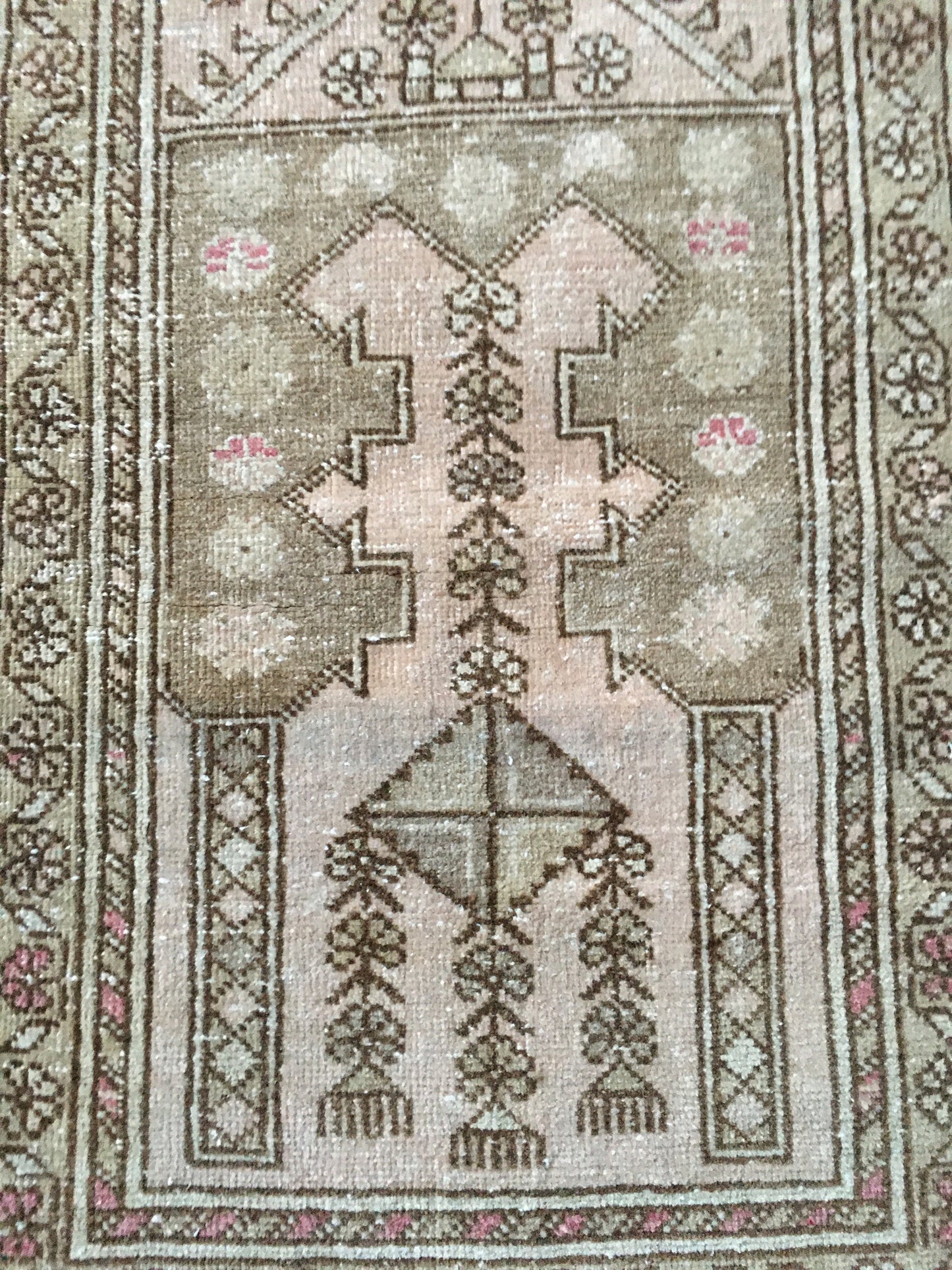 2x4 feet vintage brown bedroom small rug, turkish handmade wool pink bathroom small rug, living room area mini rug, oushak small laundry rug