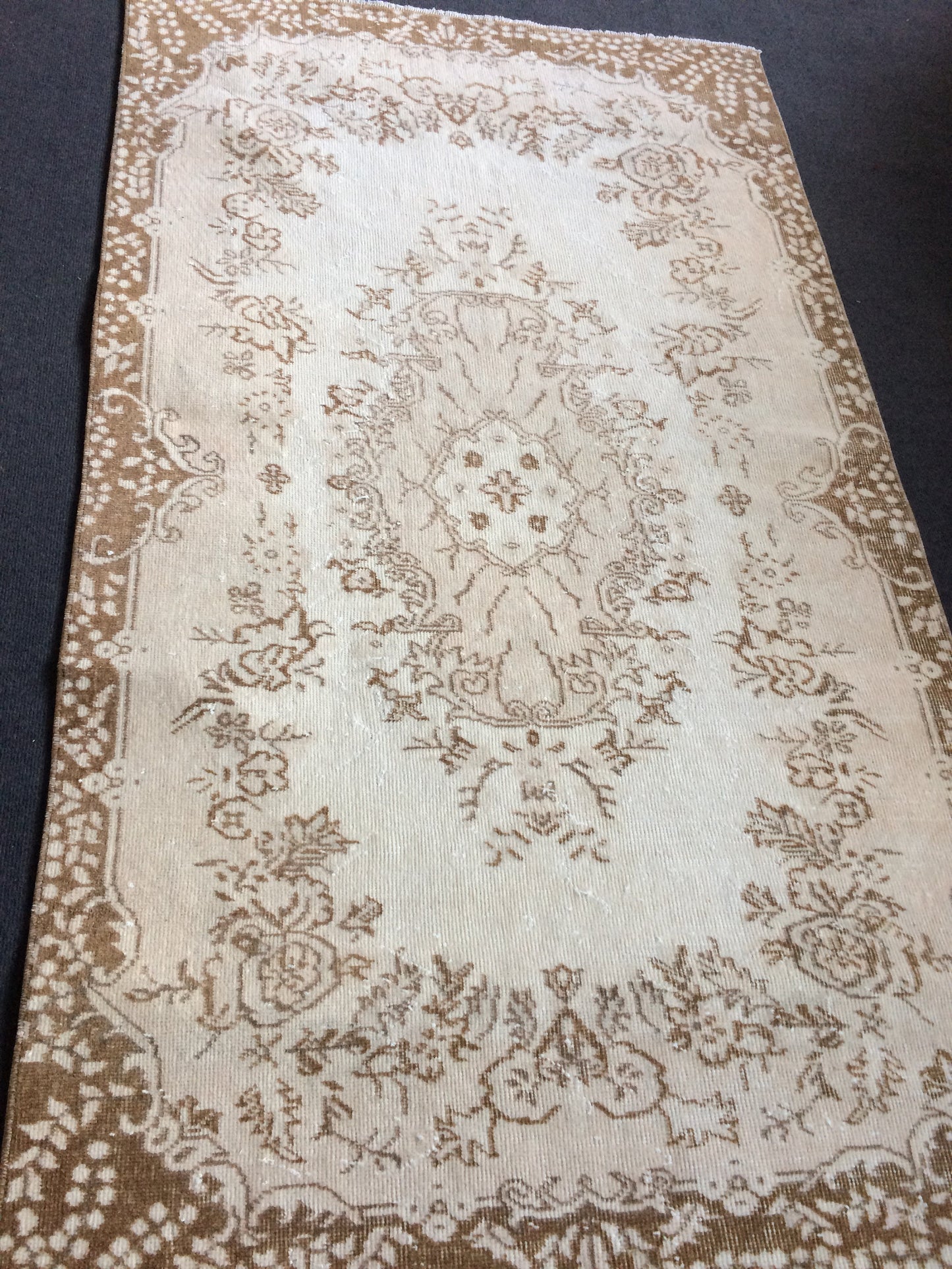 MUTED Oushak Rug, 3x7 Turkish Rug, Oushak Rug, Rustic Neutral Rug, Wool Oushak Rug, Oushak Runner Rugs,Turkish Farmhouse Rug, Vintage Rug