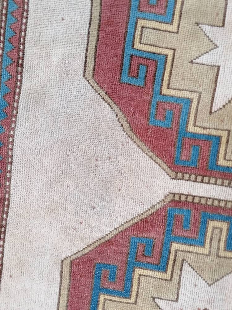 Turkish oushak wool rug 4'10x5'5 vintage handmade rug bohemian rug living room rug