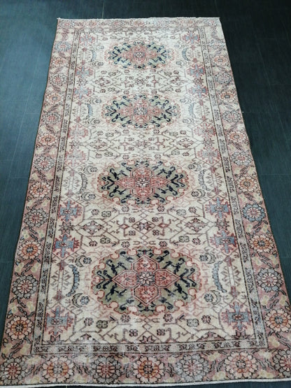 Muted Oriental Runner  8.3 x 4.3 Turkish Runner Rug Vintage Runner Rug Hallway Runner Rug Kitchen Runner Rug Persian Runner Rug