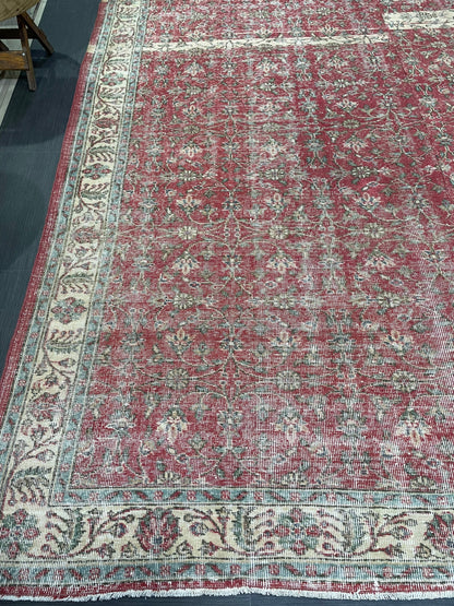 Vintage RUG, TURKISH 8x12 Oushak Rug, Persian Rug, Handmade Large Rug, Wool Antique Rug Hand Knotted Rug,  Floor Art Rug