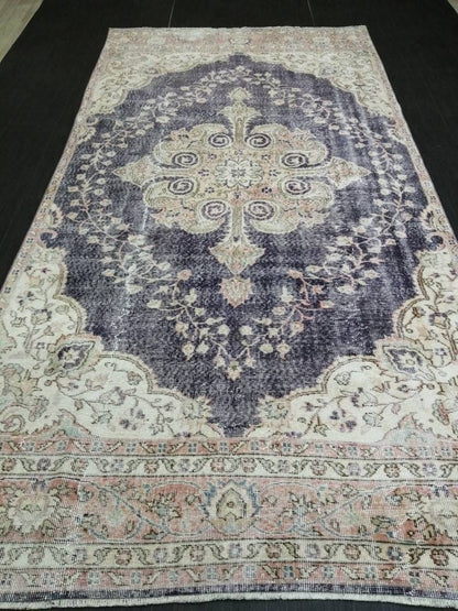 Purple Vintage Runner Rug 10.6.x 5.4  Hallway Runner Rug Kitchen Runner Rug Hand Made Wool Runner Rug Wool Oushak Runner Rug