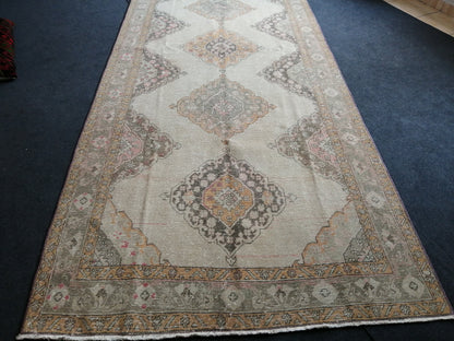 5 x 12.6 OUSHAK RUG TURKISH Muted Runner Rug Vintage Oushak Runner Rug Vintage Runner Rug Wool Oushak Rug Hand Made Rugs Vintage Turkish Rug