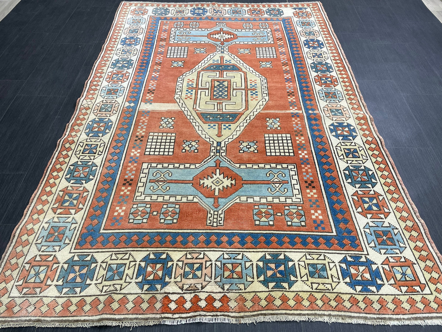 Vintage Oushak Rug 4.7 x 7 Vintage Rug Wool Antique Rug Hand Made Rugs Vintage Turkish Rug OUSHAK RUG TURKISH Oushak Rug