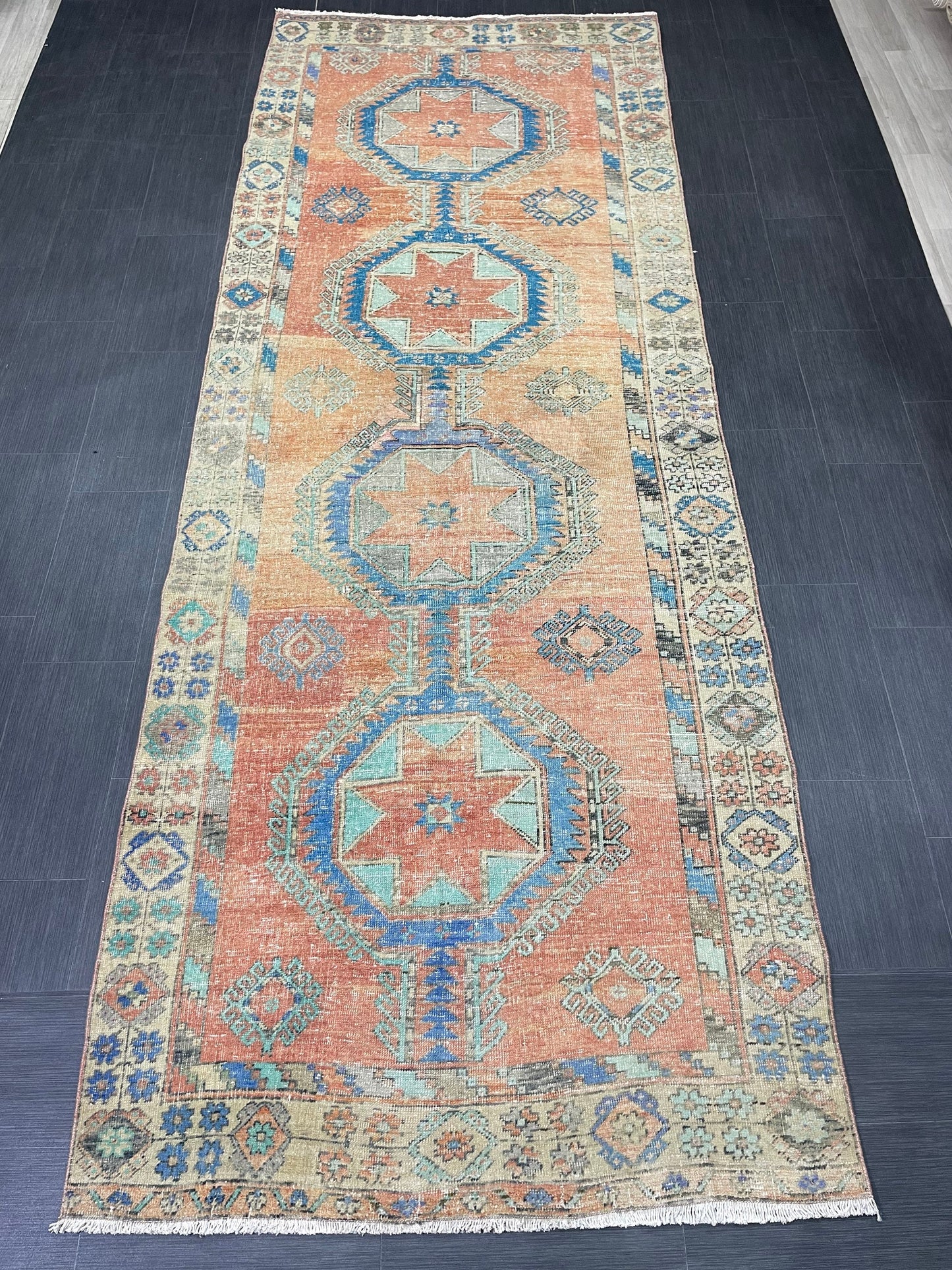 Oushak Runner Rug Turkish 4.6 x 12.5 Runner Rug Vintage Runner Rug Hallway Runner Rug Kitchen Runner Rug Wool Runner Rug Wool Oushak Rug