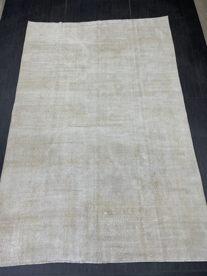 Neutral RUG TURKISH Rug 6.7 x 10 Vintage Rug Natural Wool Oushak Rug Handmade Persian Rugs Vintage Plain Rug Neutral Oriental rug