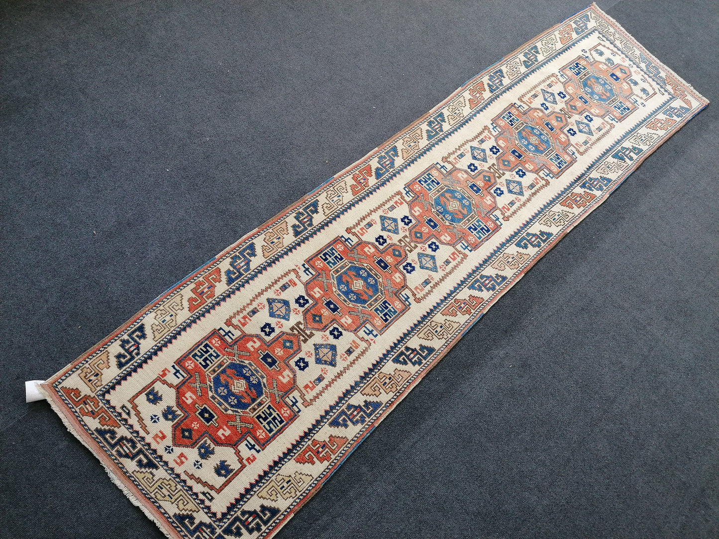 Hallway wool runner rug, handmade runner rug 2'2x8'6 blue bohemian rug, vintage oushak runner, turkish runner rug