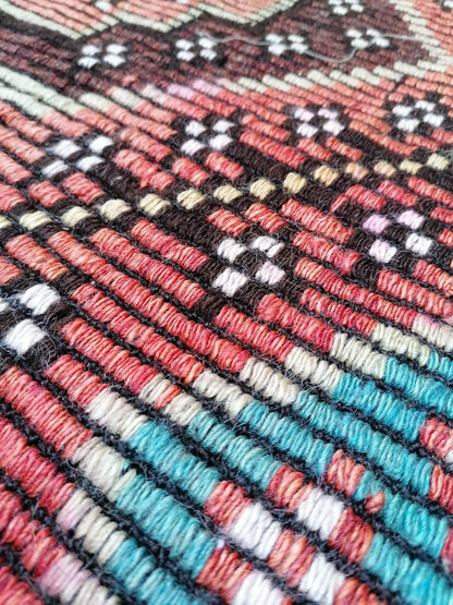 5'9x5'5 flatwoven with embroidery rug turkish hand made rugs vintage turkish rugs oushak rug vintage oushak rug, wool rug