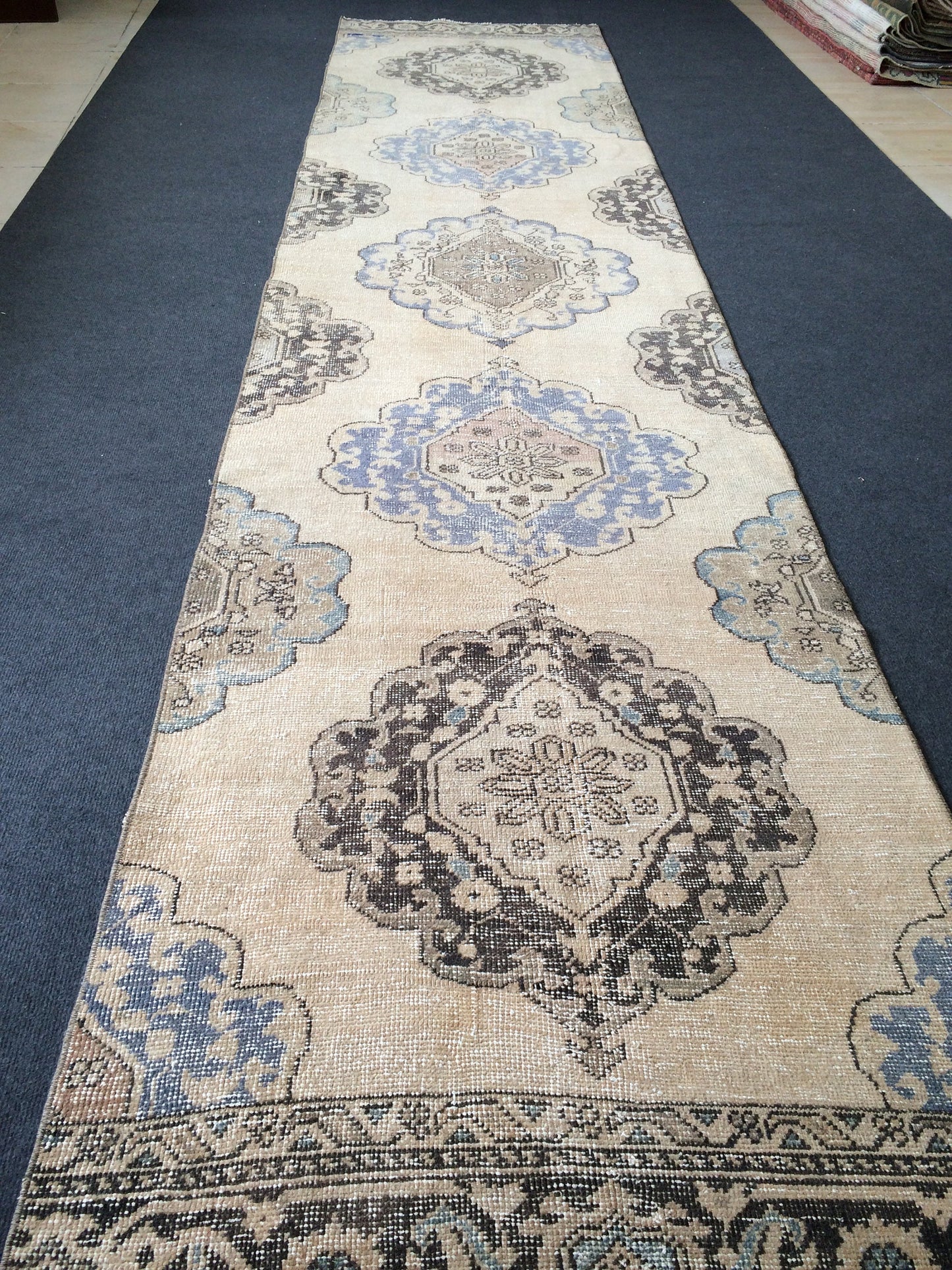 12.6 x 2.9 Oushak Runner Rug Turkish Runner Rug Vintage Runner Rug Hallway Runner Rug Kitchen Runner Rug Wool Runner Rug Wool Persian Runner