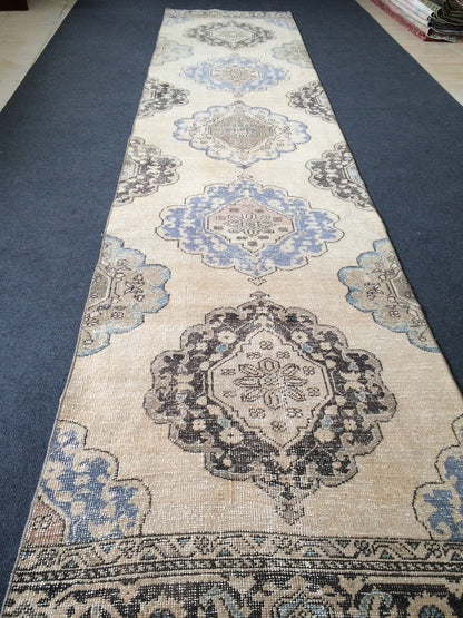12.6 x 2.9 Oushak Runner Rug Turkish Runner Rug Vintage Runner Rug Hallway Runner Rug Kitchen Runner Rug Wool Runner Rug Wool Persian Runner
