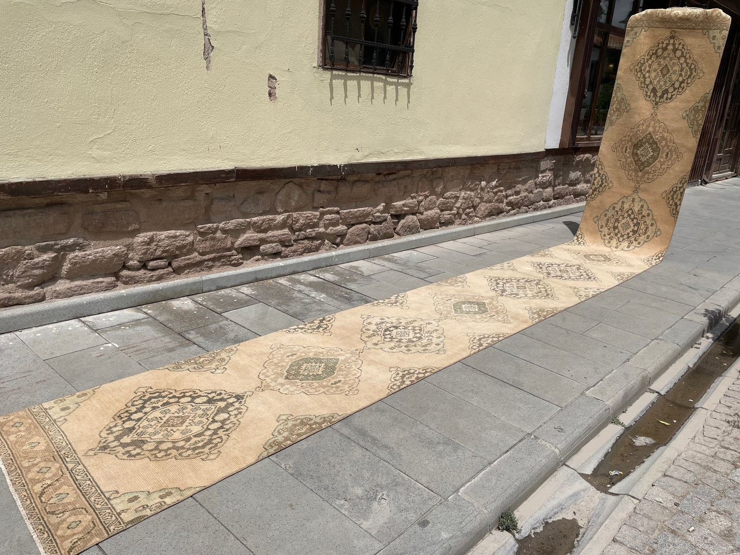 Muted XL Hand Knotted Runner TURKISH Stairs 2.8 x 24.2 Runner Rug Handmade Runner Rug XL Oriental Runner Rug Staircase Runner rug