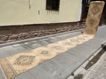 Muted XL Hand Knotted Runner TURKISH Stairs 2.8 x 24.2 Runner Rug Handmade Runner Rug XL Oriental Runner Rug Staircase Runner rug
