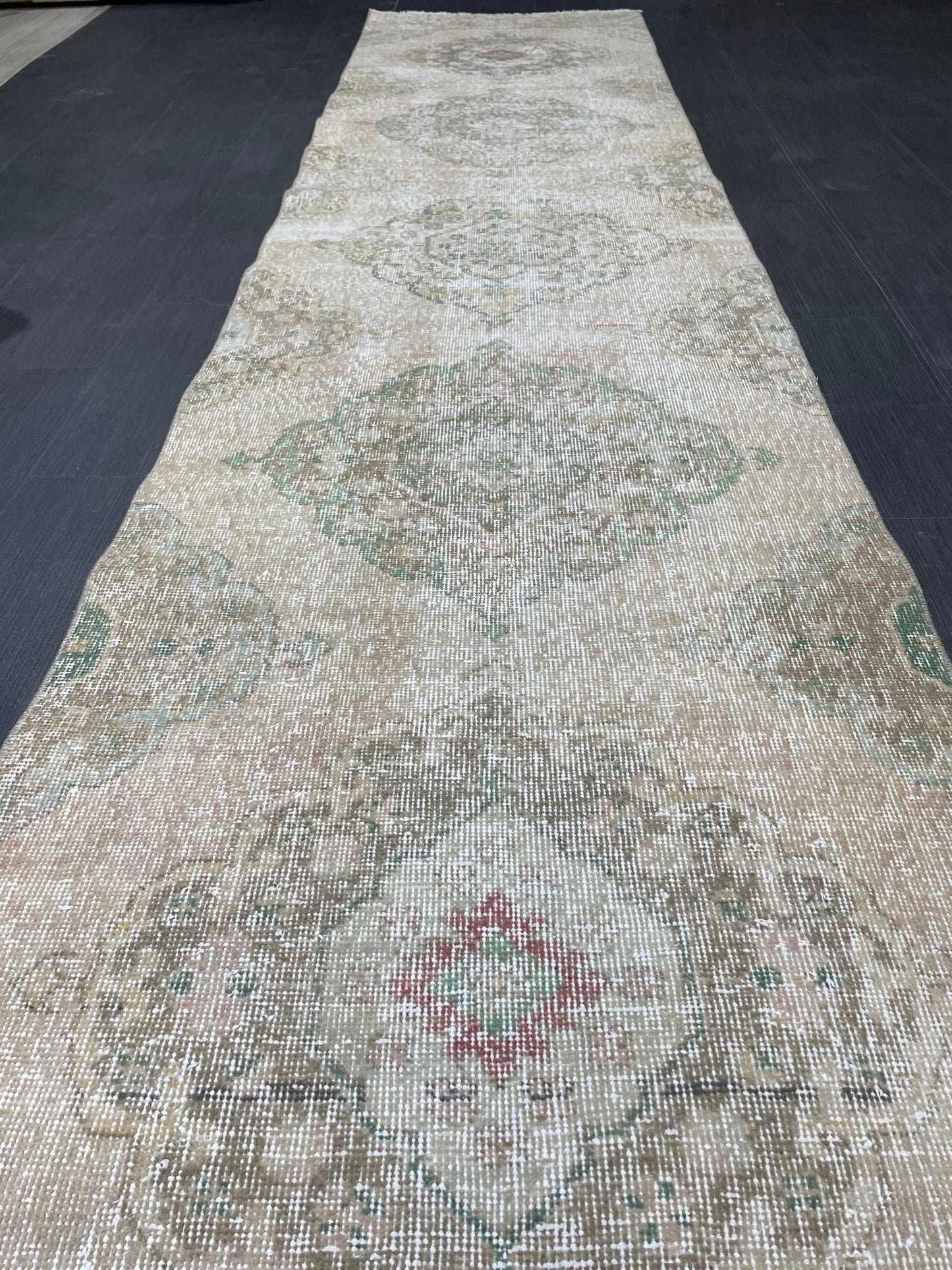 Handmade Runner Rug 2.7 x 12.4 Turkish Runner Rug Vintage Runner Rug Hallway Runner Rug Kitchen Runner Rug Hand Knotted Runner Rug