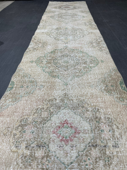 Handmade Runner Rug 2.7 x 12.4 Turkish Runner Rug Vintage Runner Rug Hallway Runner Rug Kitchen Runner Rug Hand Knotted Runner Rug