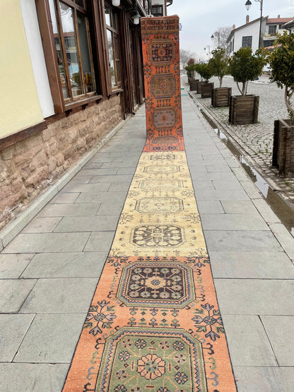 Vintage Staircase Runner Rug 2.3 x 31 ft Extra Long TURKISH Runner Rug Vintage Runner Rug Distressed Runner Rug  Runner Hand Knotted Runner