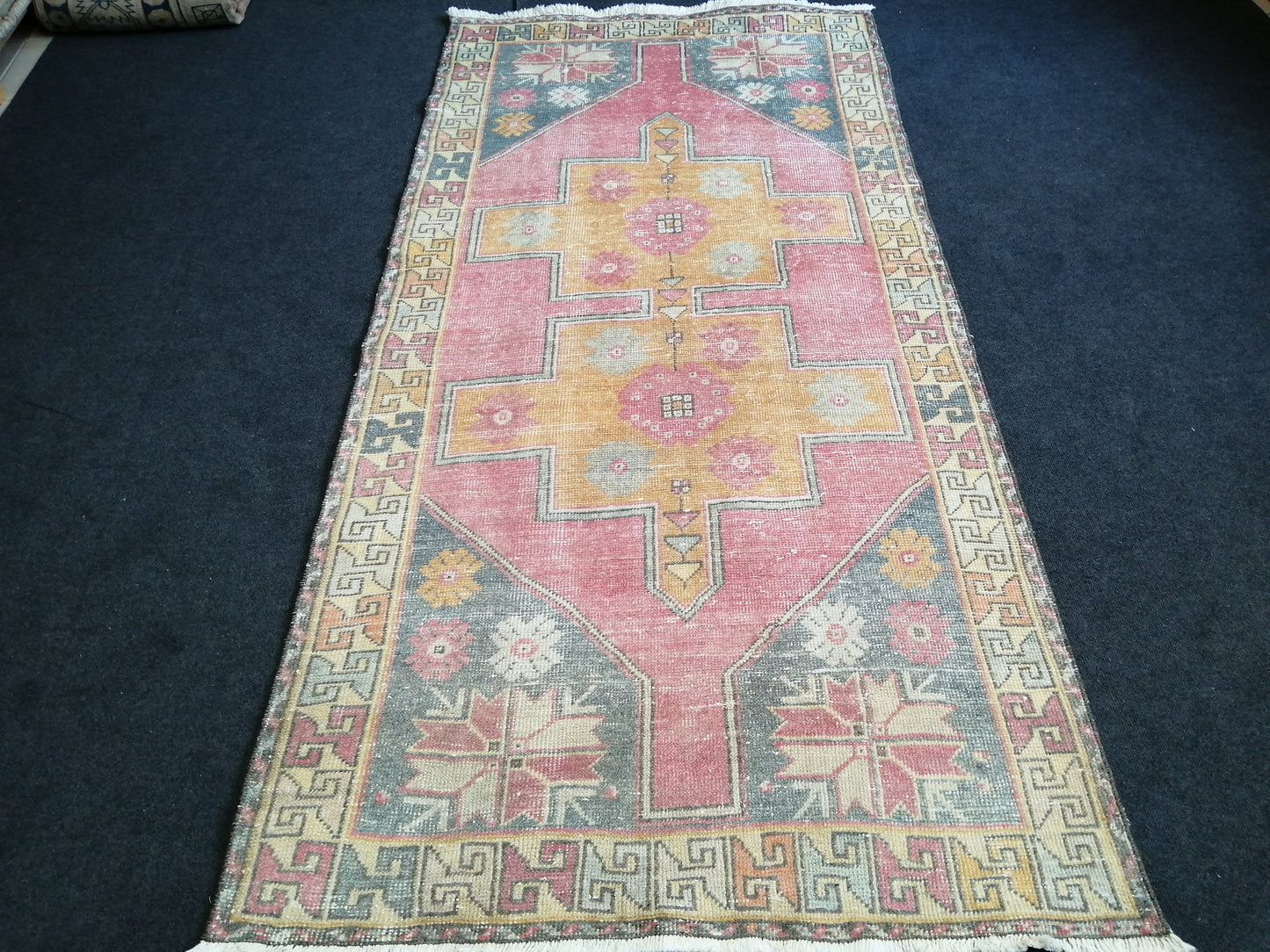 Turkish Rug Oushak Rug 4x8 Vintage Rugs, Wool Handmade Runner Rugs, Runner Rug, Vintage Rug, Hand Made Rug 4x8 Runner Rug