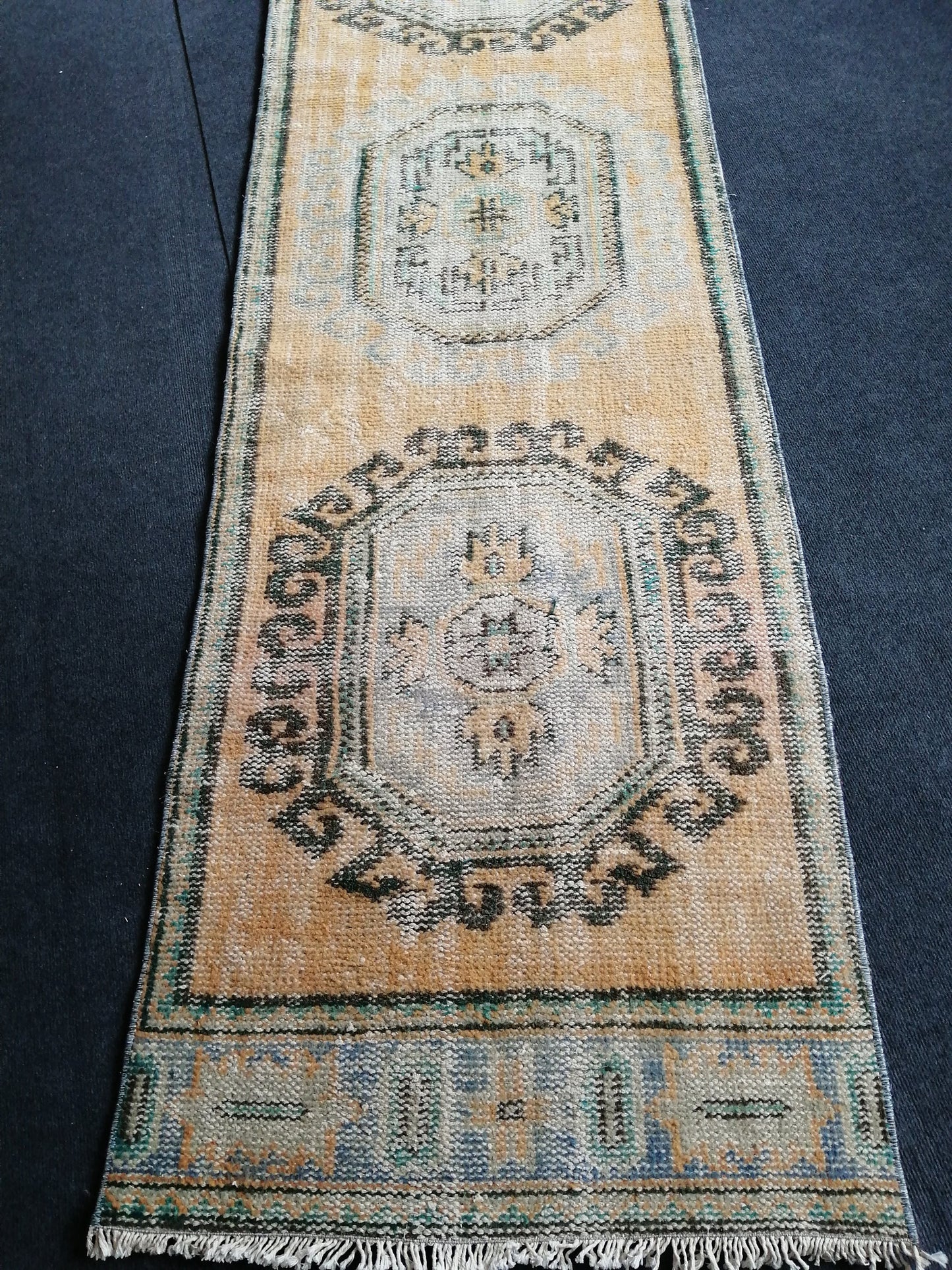 11.8 x 2.7 Muted Oushak Runner Rug Turkish Runner Rug Vintage Runner Rug Hallway Runner Rug Kitchen Runner Rug Wool Runner Rug