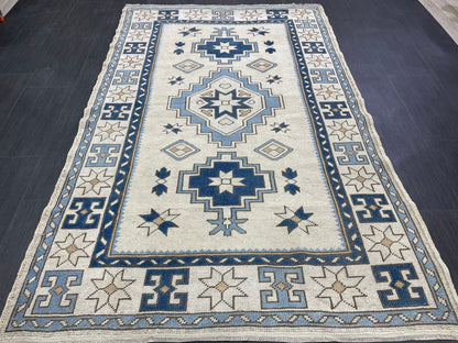 Vintage Rug Handmade 4.5 x 7.2 Rug, Oushak Rug, Turkish Rug Persian Rug Vintage Rug, Wool rug Oriental Rug Blue Rug