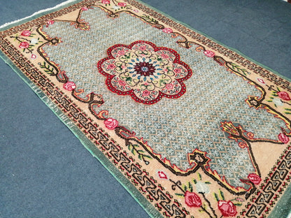 Floral OUSHAK RUG TURKISH Oushak Rug Vintage Oushak Runner Rug Vintage Runner Rug Wool Oushak Rug Hand Made Rugs Vintage Turkish Rug