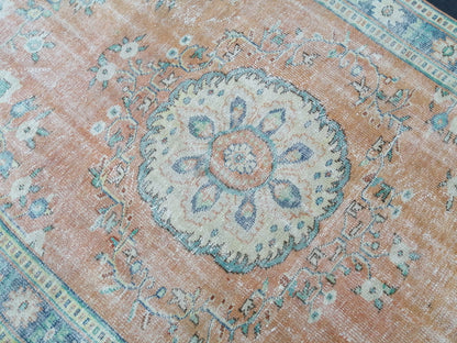 Large OUSHAK RUG TURKISH Rug Vintage Persian Rug Vintage 6 x 9.3 Oriental Rug Wool Oushak Rug Hand Made Rugs Vintage Turkish Rug Antique Rug
